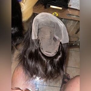 Human hair bob textured lace front wig